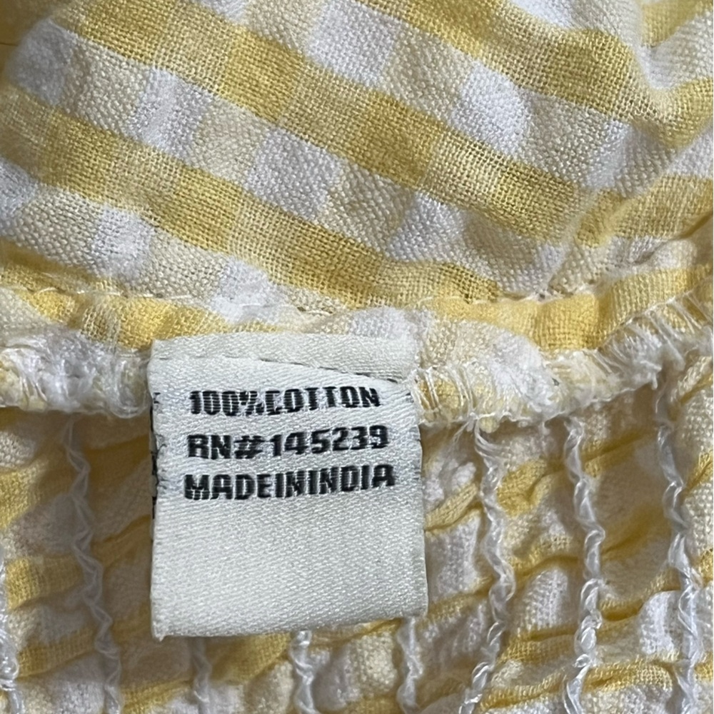 Sim & Sam Gingham Puff Sleeve Smocked Top Large Cropped picnic - Picture 4 of 6